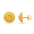 Traditional Broad Round Gold Stud Earrings,,hi-res image number null
