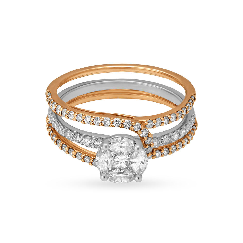 Dazzling 18 Karat White And Rose Gold And Diamond Detachable Ring