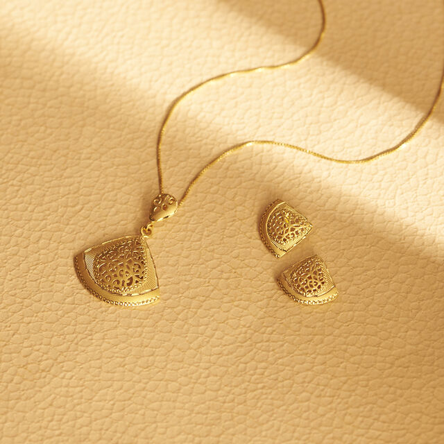 Classy Triangular Pendant and Earrings Set,,hi-res image number null