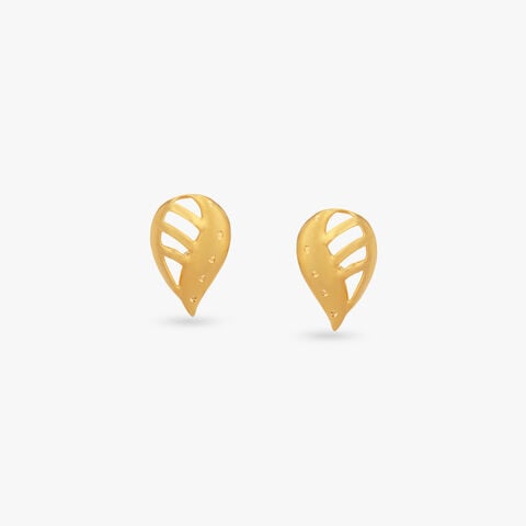 Whispering Leaf Gold Stud Earrings