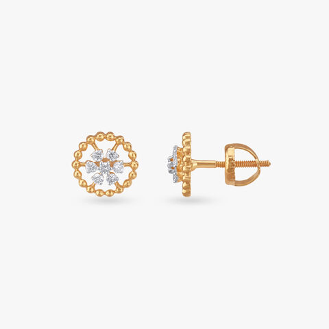 Dainty Floral Diamond Stud Earrings