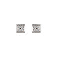 Elegant 18 Karat White Gold Square Stud Earrings,,hi-res image number null