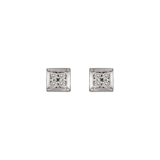 Elegant 18 Karat White Gold Square Stud Earrings,,hi-res image number null