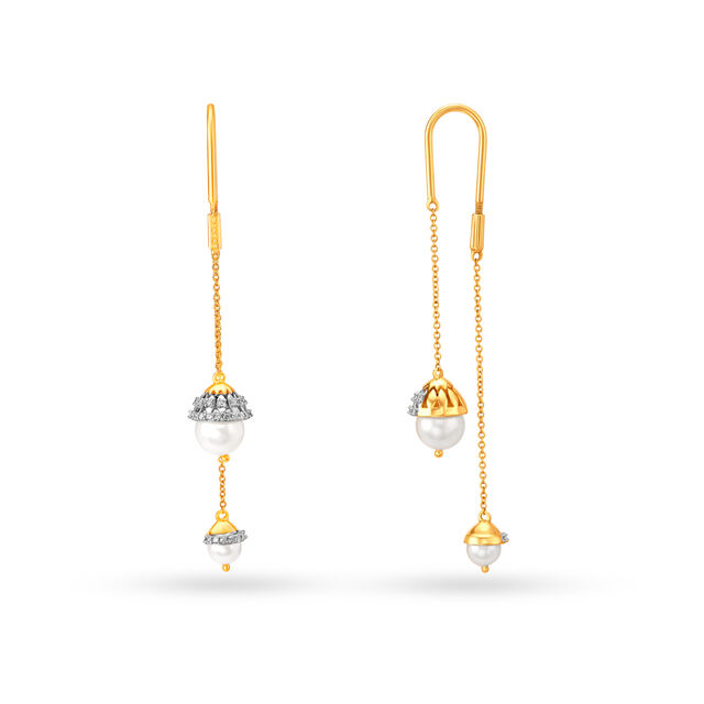 Enchanting Pearl Large Hoop Diamond Earrings,,hi-res image number null