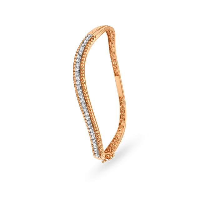 Radiant Wave Diamond Bangle in White and Rose Gold,,hi-res image number null