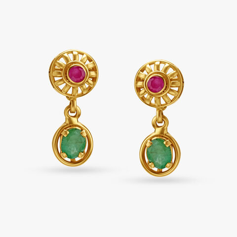 Stunning Emerald and Rubies Drop Earrings