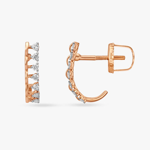 Radiant Single Line Diamond Stud Earrings