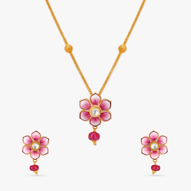 Pink Bloom Necklace Set,,hi-res image number null