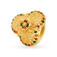 Ornate 22 Karat Yellow Gold Floral Finger Ring,,hi-res image number null