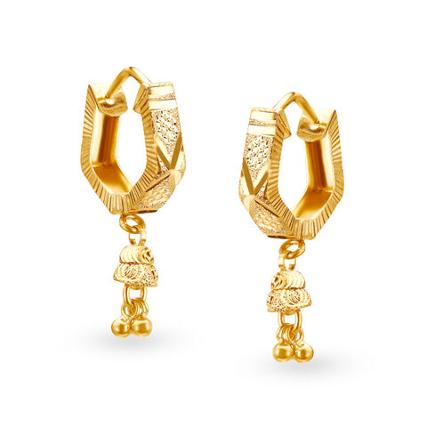 Contemporary Gold Chandelier Bell Hoops