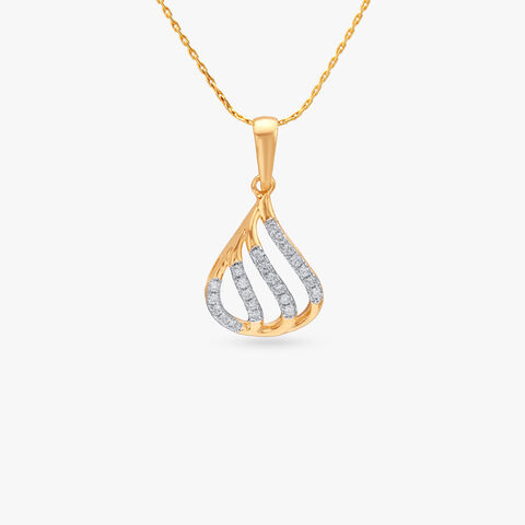 Wavy Gleam Diamond Pendant and Earrings Set