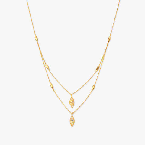 Leaf Drop Gold Necklace