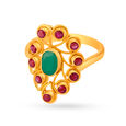 Timeless 22 Karat Gold, Ruby And Emerald Finger Ring,,hi-res image number null