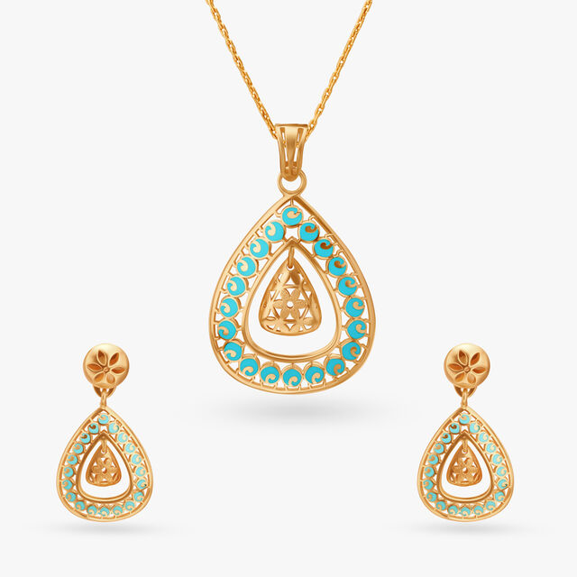Charming Enamel Pendant and Earrings Set,,hi-res image number null