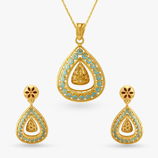 Charming Enamel Pendant and Earrings Set,,hi-res image number null