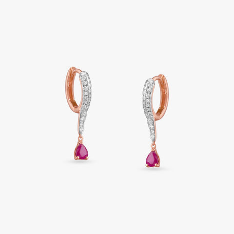 Crimson Swing Diamond Hoop Earrings