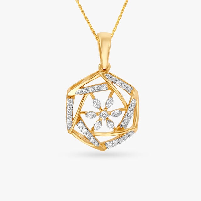 Stylish Floral Diamond Pendant,,hi-res image number null