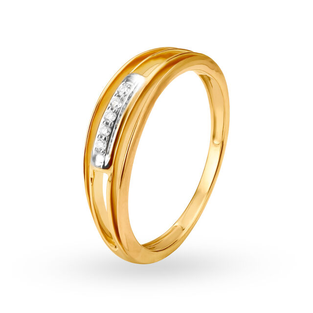 Minimalist 18 Karat Yellow And White Gold And Diamond Ring,,hi-res image number null