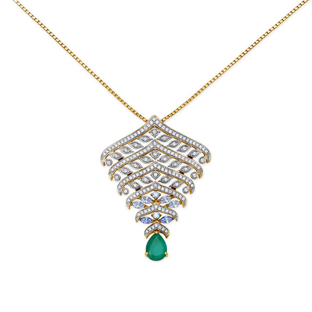 Enticing Diamond Pendant with Chain in Rose Gold with Cubic Zicron,,hi-res image number null