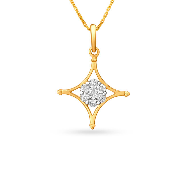 Diamond Cut Design Floral Motif Diamond Pendant,,hi-res image number null
