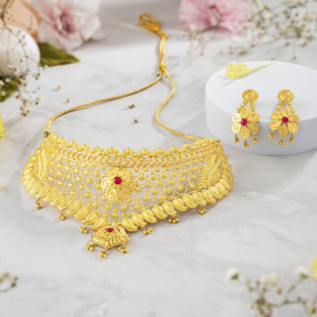 Bridal Necklace Tanishq Gold Choker Design Tanishq Gold Choker