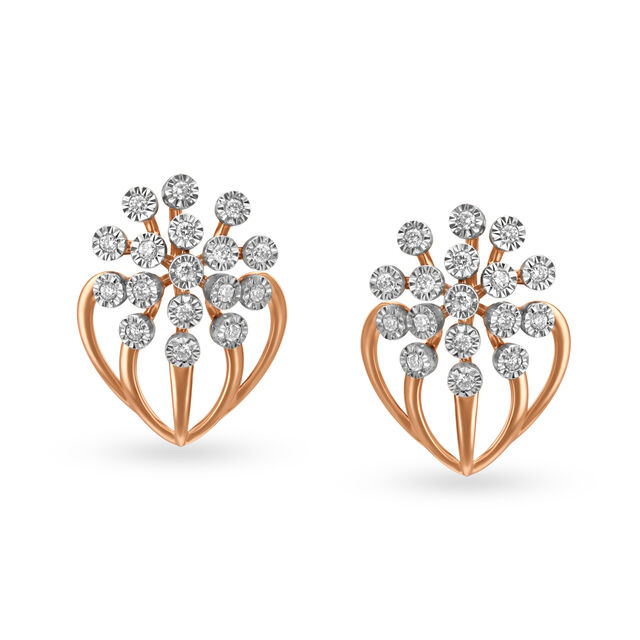 Eclectic White and Rose Gold Diamond Stud Earrings,,hi-res image number null