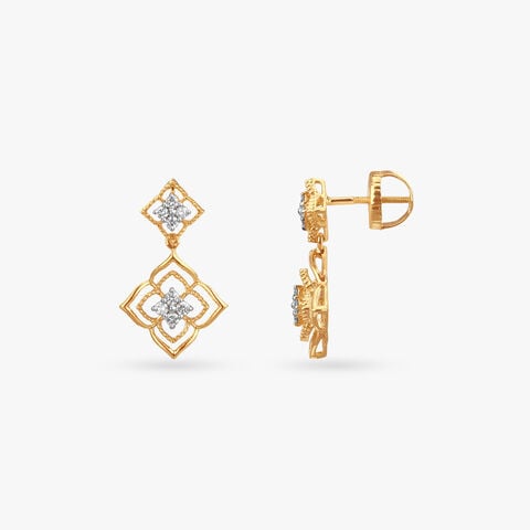 Clover Frame Diamond Drop Earrings