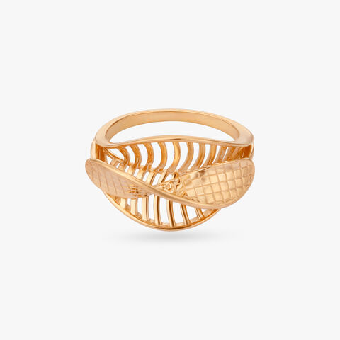Vein Crossover Gold Ring alternate view 1