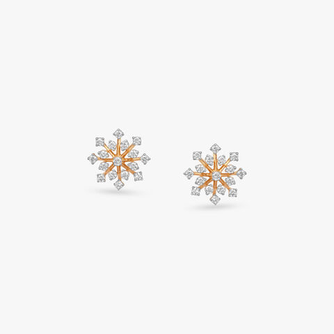 Snowflake Motif Diamond Stud Earrings
