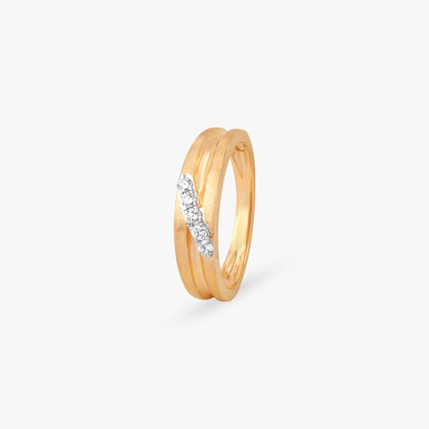 Diagonal Brilliance Gold Diamond Finger Ring for Men