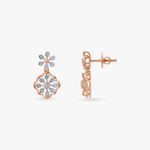 Petal Lattice Diamond Drop Earrings