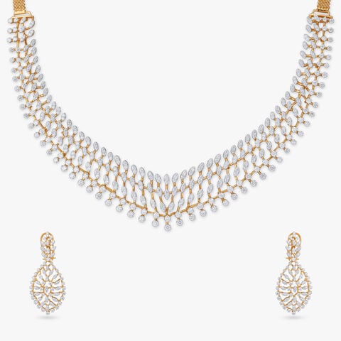 Diamond Cascade Mesh Necklace Set