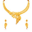 Breath-taking Floral Motif Gold Necklace Set,,hi-res image number null