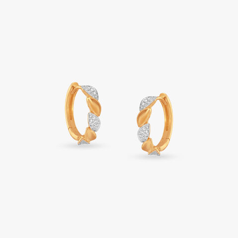 Leaf Cascade Diamond Hoop Earrings