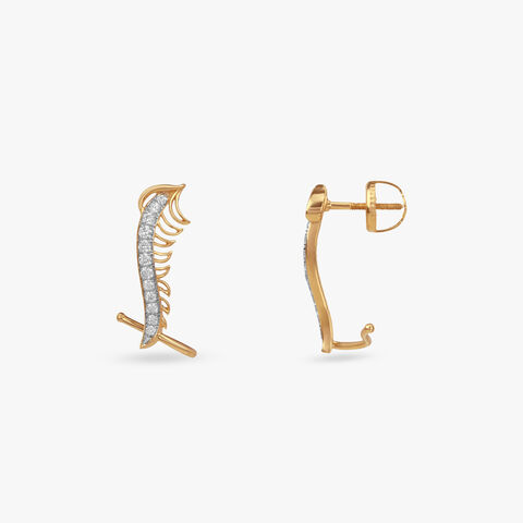 Wing Curve Diamond Stud Earrings
