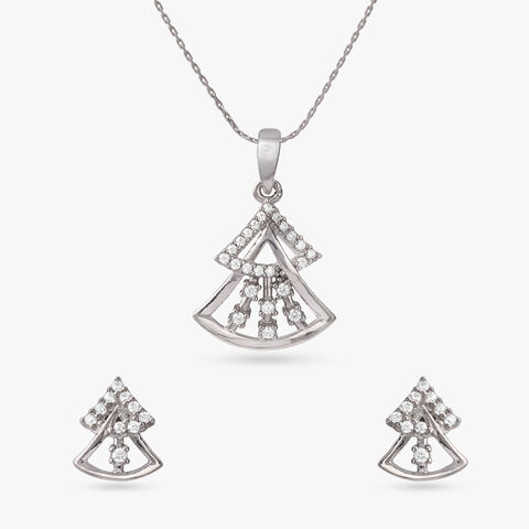Frosted Gleam Silver Pendant and Earrings Set