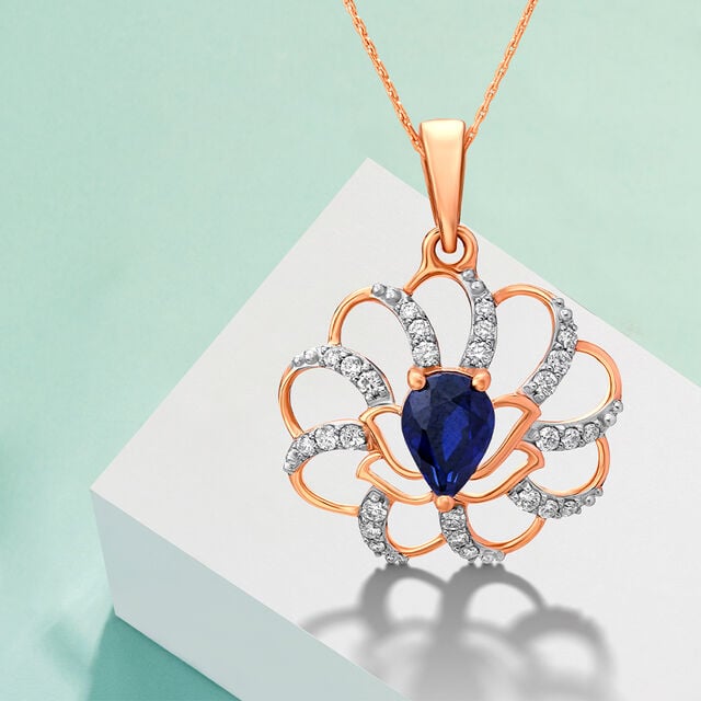 Elegant 18 Karat Rose Gold And Diamond Lotus Pendant