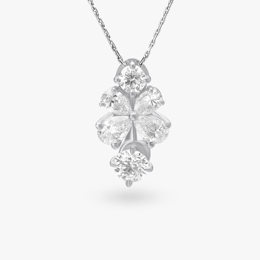 Celestial Cascade Solitaire Flower Pendant
