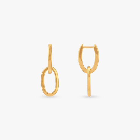 Sleek Link Gold Drop Earrings