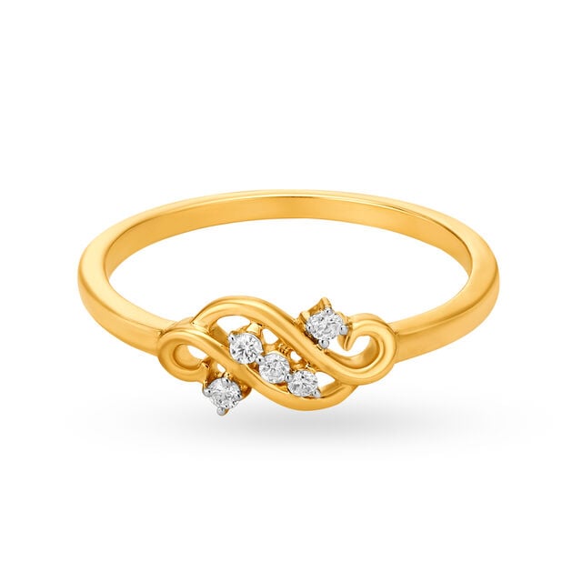 Gorgeous 18 Karat Yellow Gold And Diamond Intertwine Finger Ring,,hi-res image number null