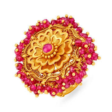 Majestic Floral Ring with Precious Stones