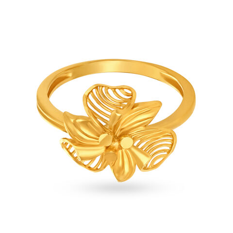 Opulent Yellow Gold Poinsettia Finger Ring