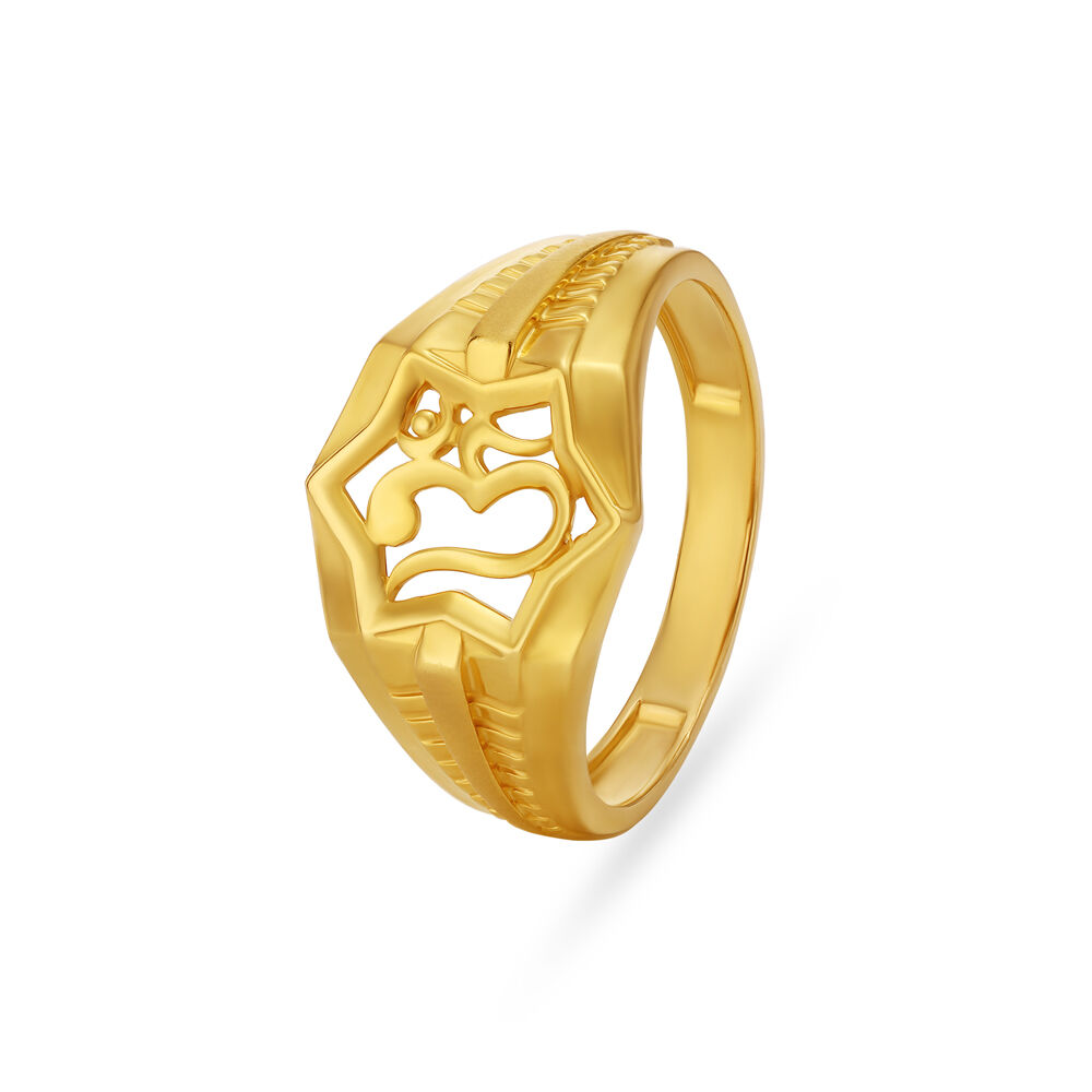 Buy Pure Impon Jewellery One Gram Gold Plated Om Ring Gold Design Buy Online