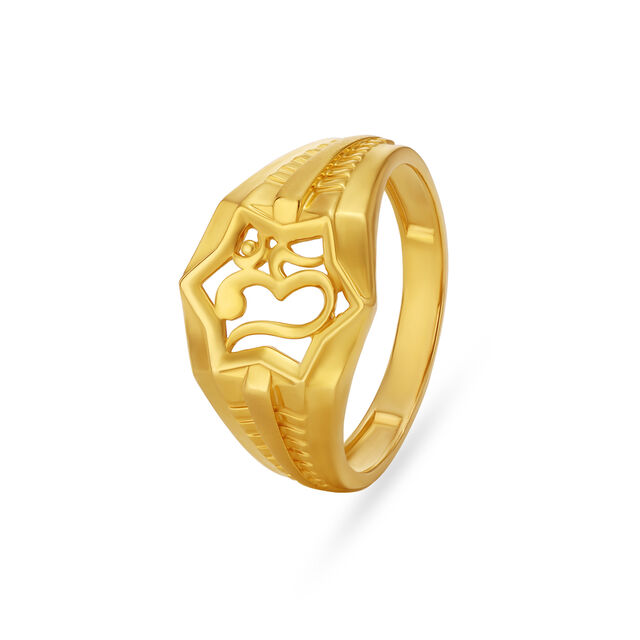 Om Carved Hollow Gold Finger Ring For Men,,hi-res image number null