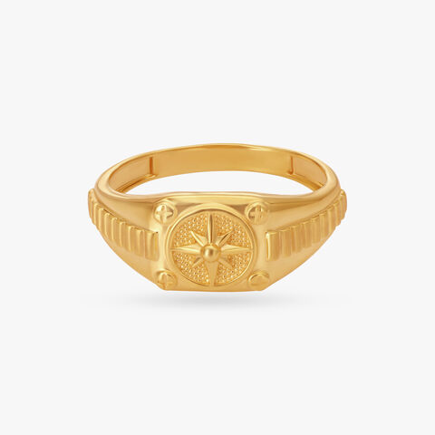 Unique Star Carved Gold Finger Ring For Men