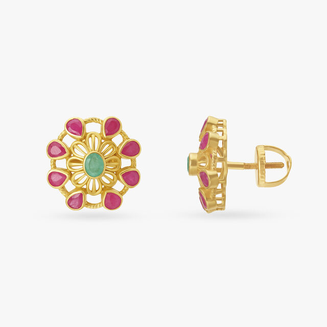 Enchanted Floral Radiant Emerald and Ruby Pendant and Earrings Set,,hi-res image number null