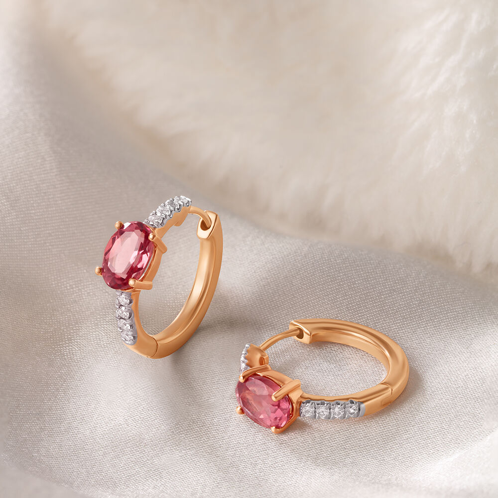 Rosy Evenings Diamond Hoop Earrings