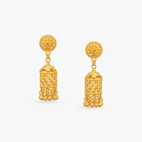 Classic Mesh Gold Jhumka Earrings