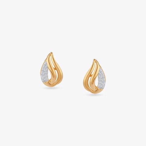 Flowing Leaf Diamond Stud Earrings