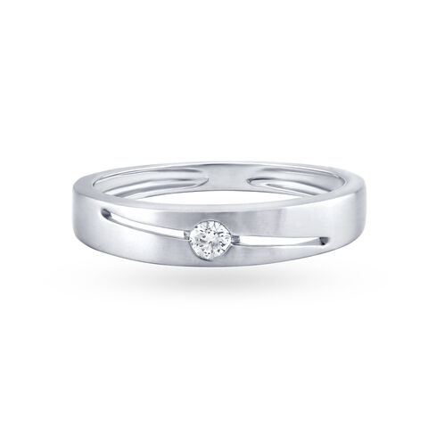 Sparkling Ridged Platinum and Diamond Ring